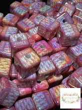 Load image into Gallery viewer, DiDi Pink Square 16mm Acrylic Beads - 5 Count 16mm Square Designer Inspired Beads
