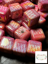 Load image into Gallery viewer, DiDi Pink Square 16mm Acrylic Beads - 5 Count 16mm Square Designer Inspired Beads
