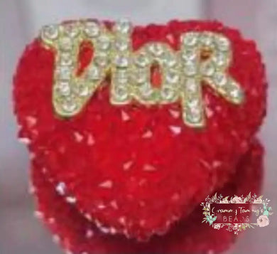 Dior Red Rhinestone Heart Bead Rhinestone Heart