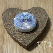 Load image into Gallery viewer, DiDi Blue Butterfily &amp; Lace Round Silicone Bead Silicone Round Focal Bead
