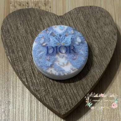 DiDi Blue Butterfily & Lace Round Silicone Bead Silicone Round Focal Bead