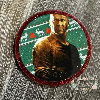 Die Hard - Red Glittery Acrylic Flatback Glitter Flatback