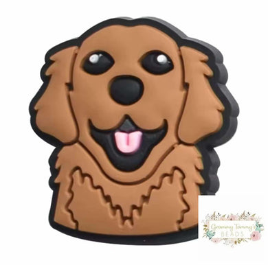 Dog Golden Silicone Focal Bead