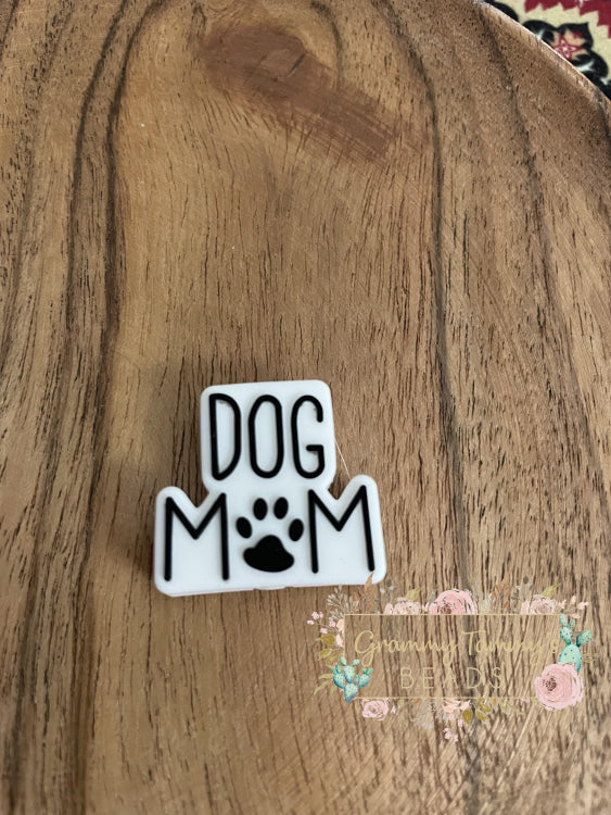 Dog Mom Silicone Focal Bead Black