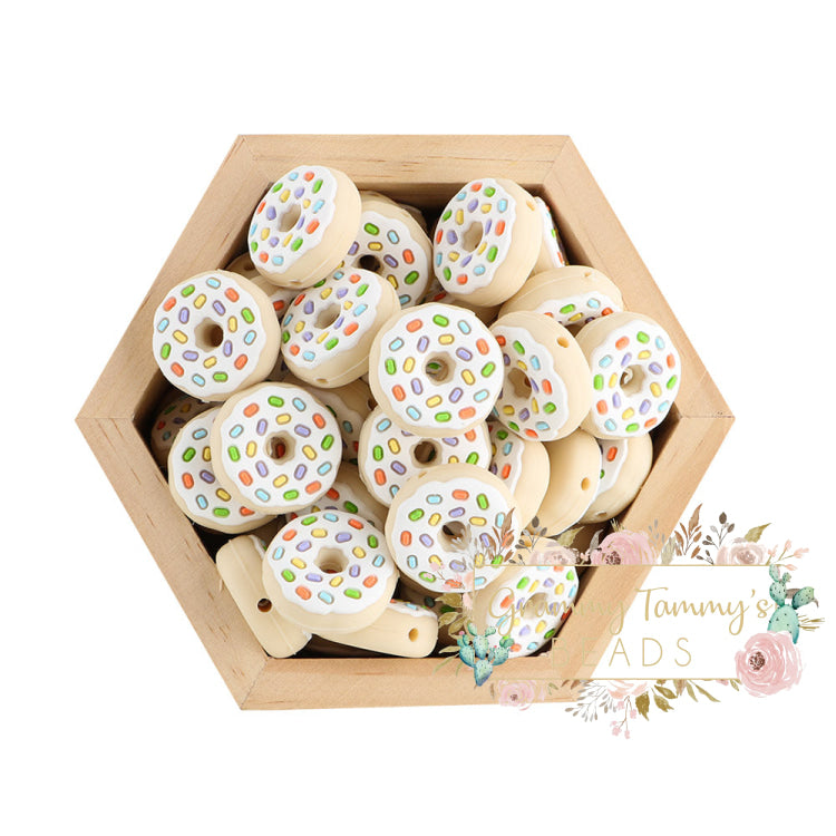 Silicone Donut Beads White Silicone