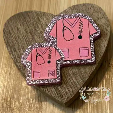 Double Scrubs - Pink Glitter Flatback Glitter Flatback