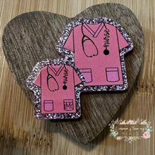 Load image into Gallery viewer, Double Scrubs - Pink Glitter Flatback Glitter Flatback
