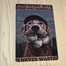 Load image into Gallery viewer, Creative Tin Sign 8X12 - Dogs &amp; Baseball

