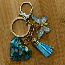 Load image into Gallery viewer, Tiffany Blue Color Heart &amp; Butterfly Keychain with Tassel
