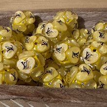Load image into Gallery viewer, Love Yellow 20mm Heart Round Fancy Acrylic Beads - 5 Count
