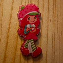 Load image into Gallery viewer, Strawberry Shortcake with Backpack - Acrylic Red Glittery Flatback
