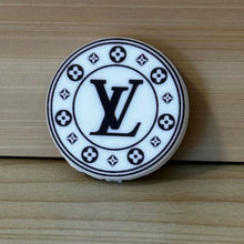 Load image into Gallery viewer, Love Round - White and Black Silicone Focal Bead
