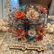 Load image into Gallery viewer, Dragonfly with Flowers - ACRYLIC PEN/PENCIL/MAKE UP BRUSHES HOLDER

