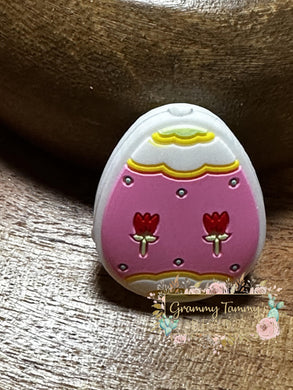 Easter Egg - Pink Silicone Focal Bead Beads