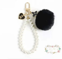 Load image into Gallery viewer, Elegant Pearl Keychain or Bag Charm - Available in Pink or Black Black Keychain
