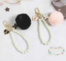 Load image into Gallery viewer, Elegant Pearl Keychain or Bag Charm - Available in Pink or Black Keychain
