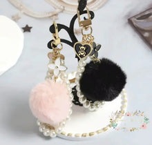 Load image into Gallery viewer, Elegant Pearl Keychain or Bag Charm - Available in Pink or Black Keychain
