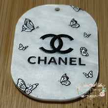 Load image into Gallery viewer, Embossed Acrylic Charm - Double Sided - CiCi B&amp;W Butterflies Embossed Acrylic Charm
