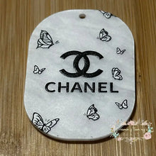 Load image into Gallery viewer, Embossed Acrylic Charm - Double Sided - CiCi B&amp;W Butterflies Embossed Acrylic Charm
