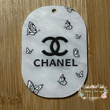 Load image into Gallery viewer, Embossed Acrylic Charm - Double Sided - CiCi B&amp;W Butterflies Embossed Acrylic Charm
