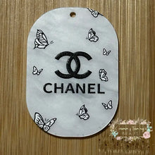 Load image into Gallery viewer, Embossed Acrylic Charm - Double Sided - CiCi B&amp;W Butterflies Embossed Acrylic Charm
