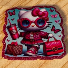 Load image into Gallery viewer, GiGi Kitty Red Glittery Flatback
