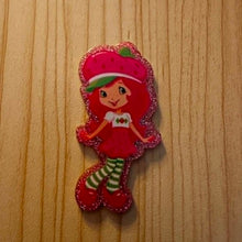 Load image into Gallery viewer, Strawberry Shortcake - Acrylic Red Glittery Flatback
