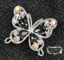 Load image into Gallery viewer, 31*35MM Metal Fancy Beads Rhinestone Effect/Butterfly Shape 1- count Silver/Grey Butterfly shaped beeds
