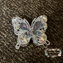 Load image into Gallery viewer, 31*35MM Metal Fancy Beads Rhinestone Effect/Butterfly Shape 1- count Silver/Iredecent Silver Butterfly shaped beeds
