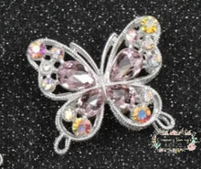 Load image into Gallery viewer, 31*35MM Metal Fancy Beads Rhinestone Effect/Butterfly Shape 1- count Silver/Pink Butterfly shaped beeds
