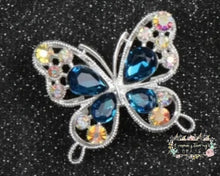 Load image into Gallery viewer, 31*35MM Metal Fancy Beads Rhinestone Effect/Butterfly Shape 1- count Silver/Turquoise Butterfly shaped beeds
