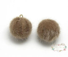 Load image into Gallery viewer, Faux Fur Pom Pom Charms: Plush Fuzzy Ball Pendants (20mm 5 Pcs) #19 Brown 20mm furry chams

