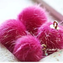 Load image into Gallery viewer, Faux Fur Pom Pom Charms: Plush Fuzzy Ball Pendants (20mm 5 Pcs) #6 Hot Pink 20mm furry chams
