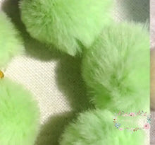 Load image into Gallery viewer, Faux Fur Pom Pom Charms: Plush Fuzzy Ball Pendants (20mm 5 Pcs) #7 Light Green 20mm furry chams
