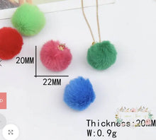 Load image into Gallery viewer, Faux Fur Pom Pom Charms: Plush Fuzzy Ball Pendants (20mm 5 Pcs) 20mm furry chams
