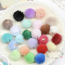 Load image into Gallery viewer, Faux Fur Pom Pom Charms: Plush Fuzzy Ball Pendants (20mm 5 Pcs) 20mm furry chams

