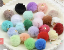 Load image into Gallery viewer, Faux Fur Pom Pom Charms: Plush Fuzzy Ball Pendants (20mm 5 Pcs) 20mm furry chams
