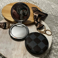 Load image into Gallery viewer, PU Leather Double-Sided Fashion Vintage Pattern Mirror Keychain
