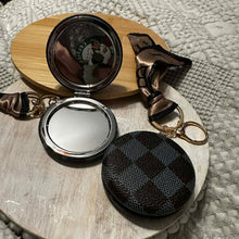Load image into Gallery viewer, PU Leather Double-Sided Fashion Vintage Pattern Mirror Keychain
