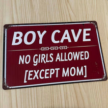 Load image into Gallery viewer, Creative Tin Sign 8X12 - Boy Cave

