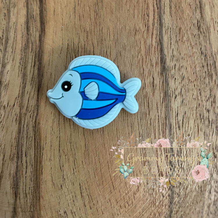 Fish - Blue Silicone Focal Bead