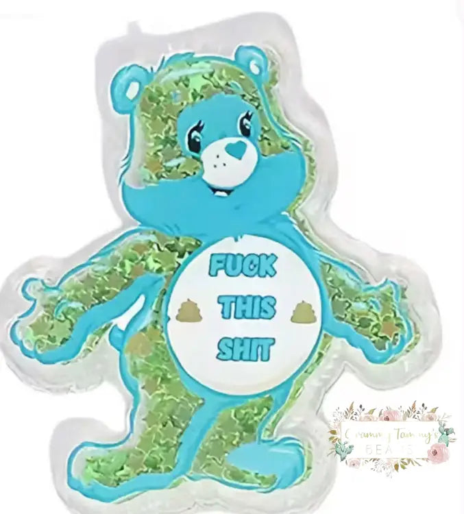 Flatback - Shaker - ’F’ this - Green Carebear - Looks Blue but is Green Shaker Flatback