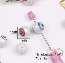 Load image into Gallery viewer, Football 16mm Beads - One Count 16mm Acrylic Beads
