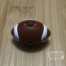 Load image into Gallery viewer, Football - 3D - Smiling - Silicone Focal Bead Silicone Focal Bead
