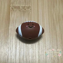 Load image into Gallery viewer, Football - 3D - Smiling - Silicone Focal Bead Silicone Focal Bead
