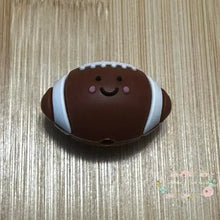 Load image into Gallery viewer, Football - 3D - Smiling - Silicone Focal Bead Silicone Focal Bead
