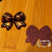 Load image into Gallery viewer, Football Bow - Red Glitter Flatback Glitter Flatback

