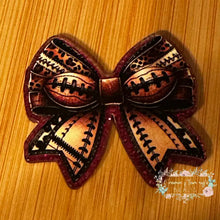 Load image into Gallery viewer, Football Bow - Red Glitter Flatback Glitter Flatback
