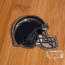 Load image into Gallery viewer, FOOTBALL HELMET - Chargers - Silver Glitter Flatback Glitter Flatback
