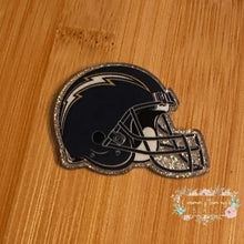 Load image into Gallery viewer, FOOTBALL HELMET - Chargers - Silver Glitter Flatback Glitter Flatback
